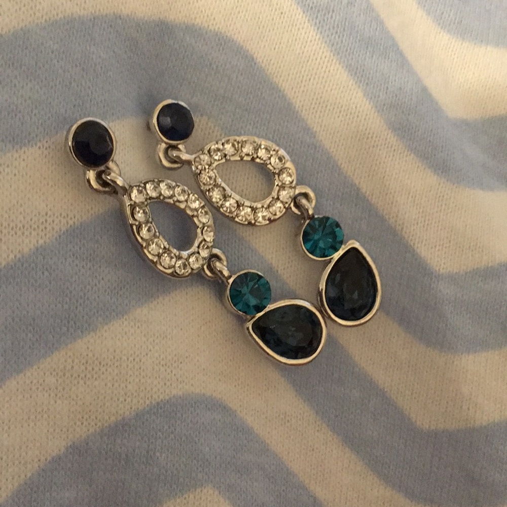 Blue & Teal Gem Drop Earrings ๐ - Picture 3 of 9